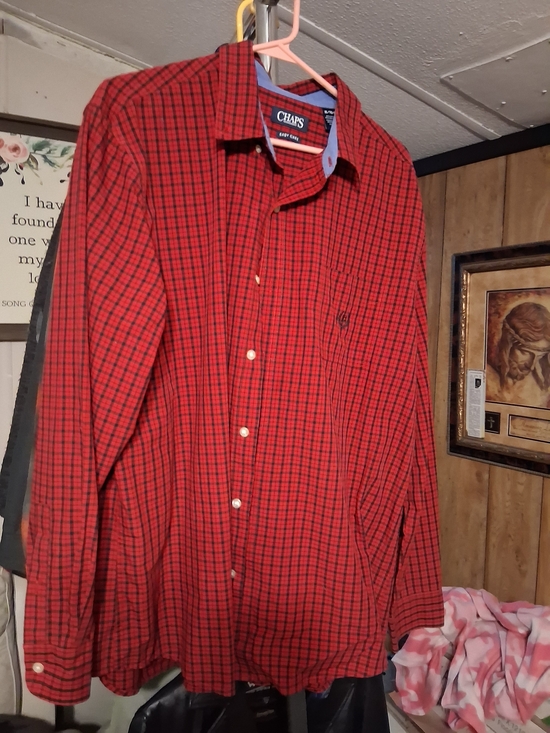 Chaps Other - Chaps Men's Red and Black Plaid Button-Down Shirt